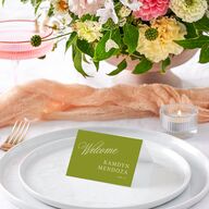 We're Getting Married Place Cards Deep Olive Signature