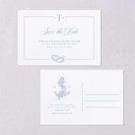 Coastal Oysters and Anchors Save the Date Postcards Sea Blue