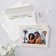 Impressionist Paradise Save the Date Cards Rose Gold Signature smooth Blank No Standard