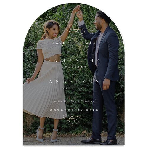 Flourishing Love Save The Date Cards Gold Charcoal Signature smooth Blank No Arch