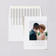 Bar Accent Save The Date Cards Gold Pure White Signature smooth Blank No Standard