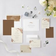Soft Pampas Foil Wedding Invitations Silver Sepia Signature Blank No