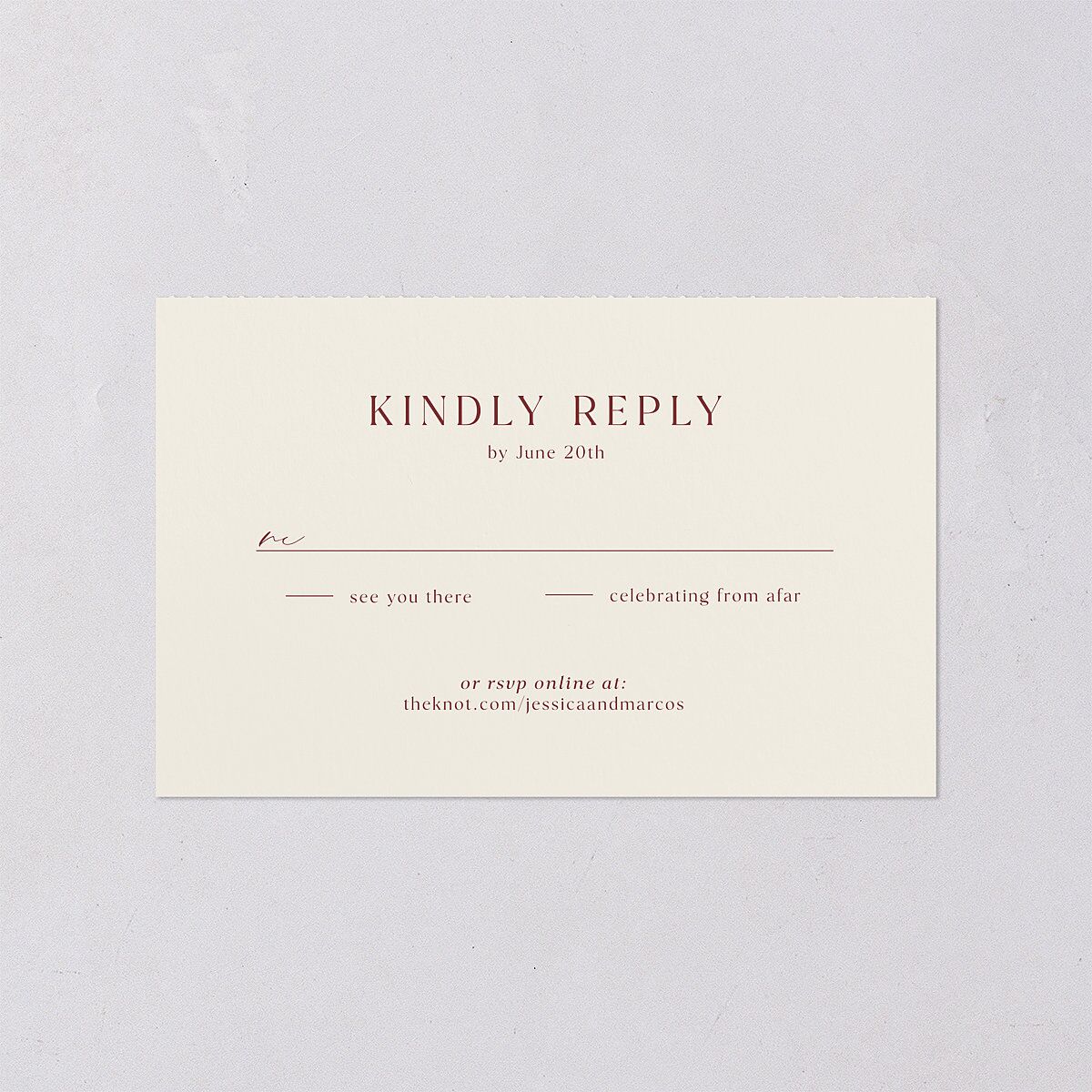 Simple Boho Flowers All-in-One Wedding Invitations Raspberry Signature Light Both Recipient and Return Addresses No