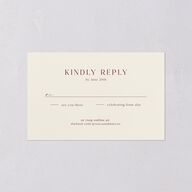 Simple Boho Flowers All-in-One Wedding Invitations Raspberry Signature Light Both Recipient and Return Addresses No