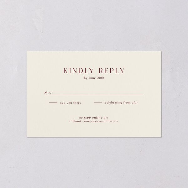 Simple Boho Flowers All-in-One Wedding Invitations Raspberry Signature Light Both Recipient and Return Addresses No