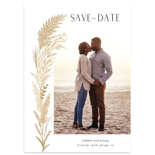 Regal Pampas Save The Date Cards Gold Pure White Signature smooth Blank No Standard