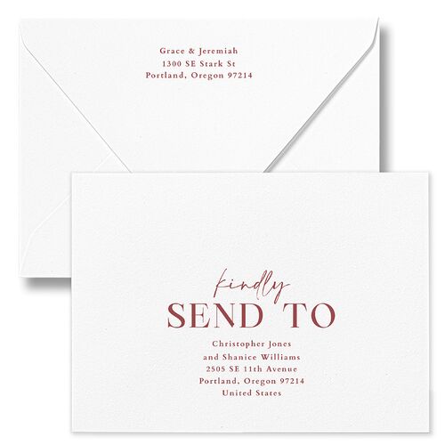 Foundation Save The Date Card Euro Envelopes White Rose Quartz Recipient Address Luxe Signature