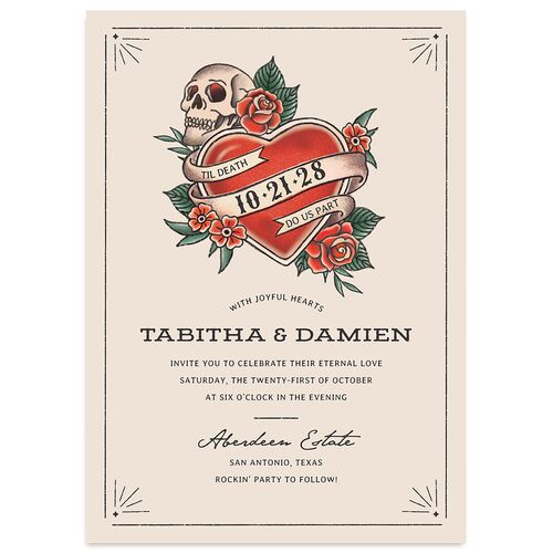 Til Death Tattoos Wedding Invitations Linen Signature Blank No Standard