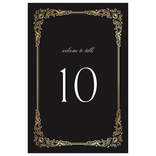 Glamorous Crown Monogram Crest Table Numbers by Bridgerton Gold Midnight Signature