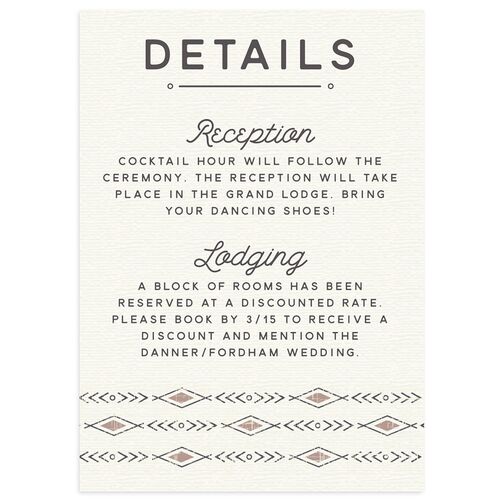 Vintage Mountain Wedding Event Detail Cards Espresso Signature Standard