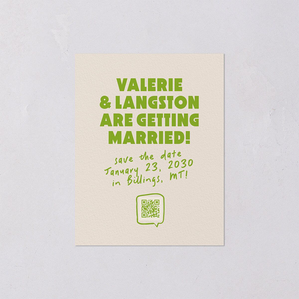 Retro Modern QR Code Save the Date Petite Cards Greenery Signature smooth Blank No Standard