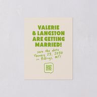 Retro Modern QR Code Save the Date Petite Cards Greenery Signature smooth Blank No Standard