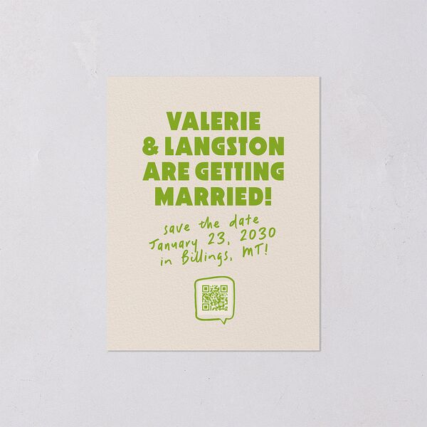 Retro Modern QR Code Save the Date Petite Cards Greenery Signature smooth Blank No Standard