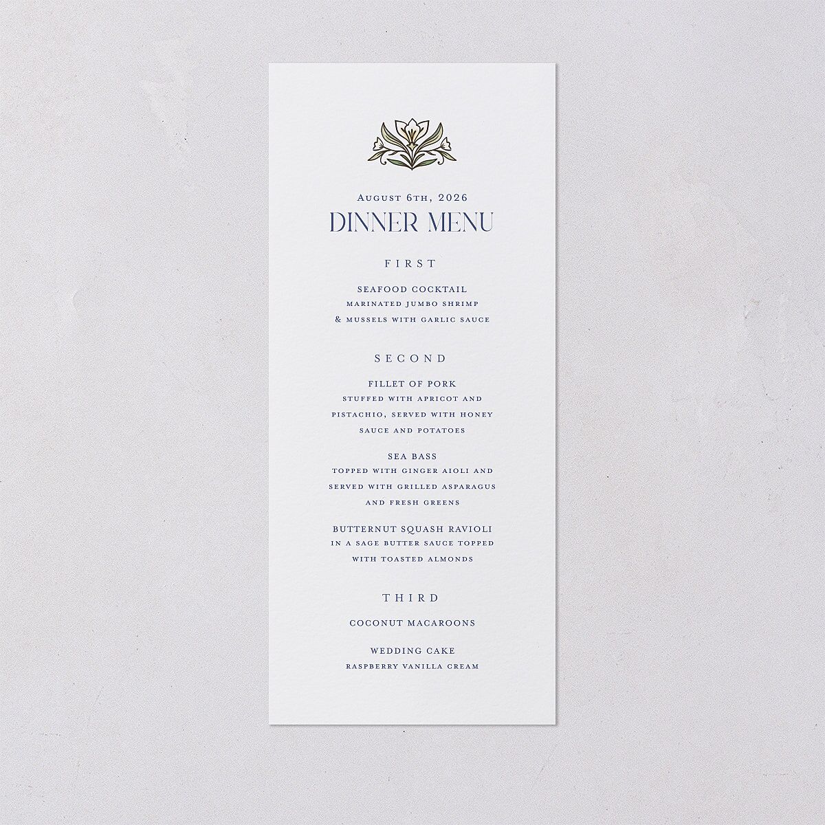 Church Stained Glass Menus Moody Blue Signature