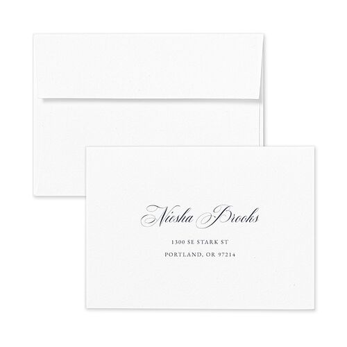 Formal Crest Wedding Response Card Standard Envelopes White Moody Blue Return Address Signature Standard
