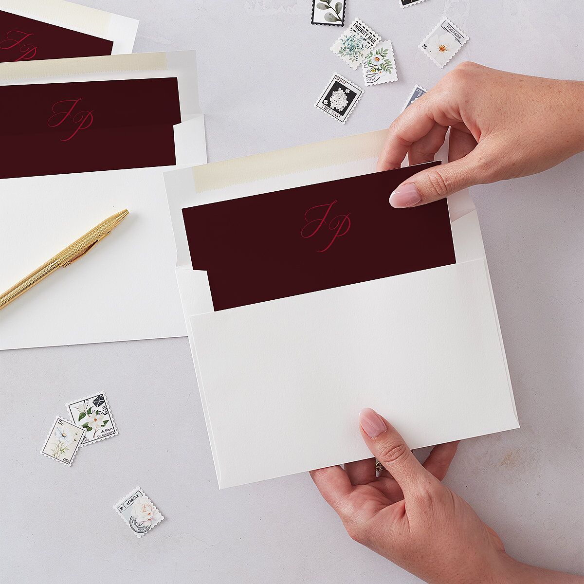 Very Married Christmas Photo Gallery Envelope Liners Burgundy Standard
