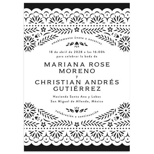 Papel Picado De Mexico Wedding Invitations Charcoal Signature Blank No Standard
