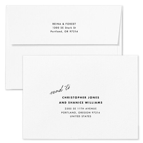 Editorial Film Strip Collage Save The Date Card Envelopes Licorice White Both Recipient and Return Addresses Signature Standard