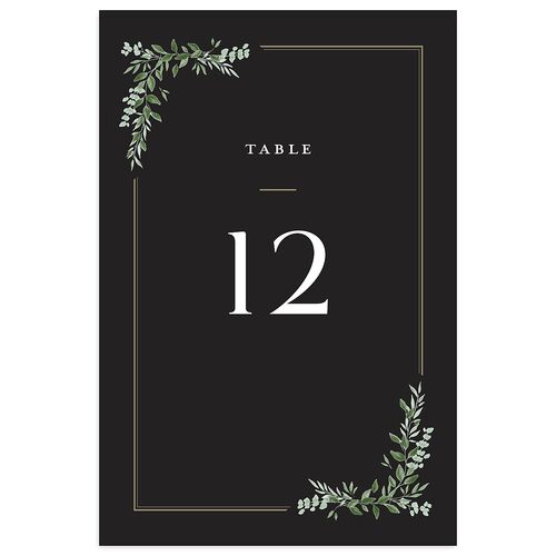 Greenery Frame Table Numbers Licorice Signature