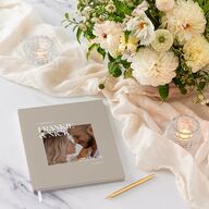 Checked Guest Books Taupe