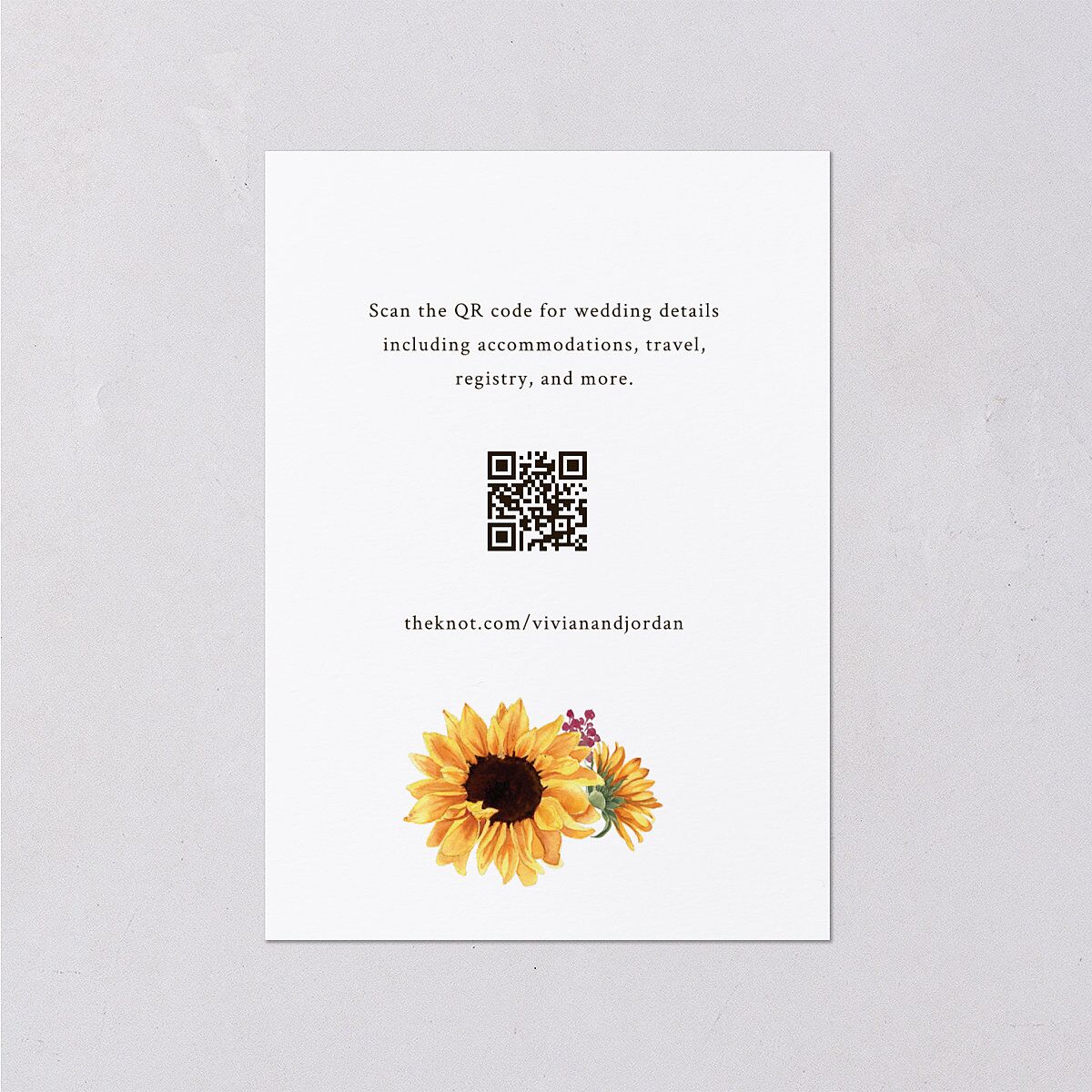 Classic Countryside Sunflowers Wedding Enclosure Cards Burgundy Signature Standard