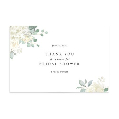 Elegant Hydrangea Bridal Shower Thank You Postcards Off-White
