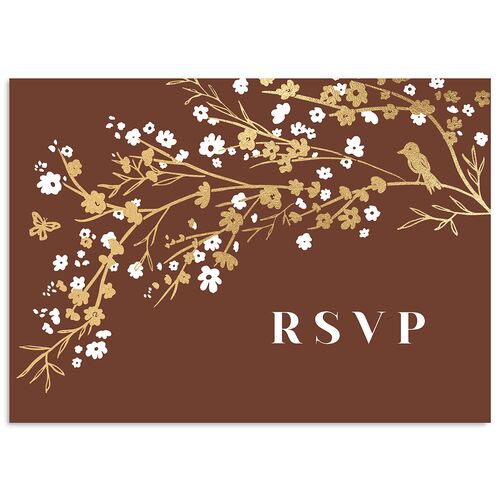 Cherry Blossoms Wedding Response Cards Gold Chestnut Signature Standard