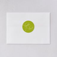 Modern Wedding Of Calligraphy Wedding Stickers Chartreuse Circle