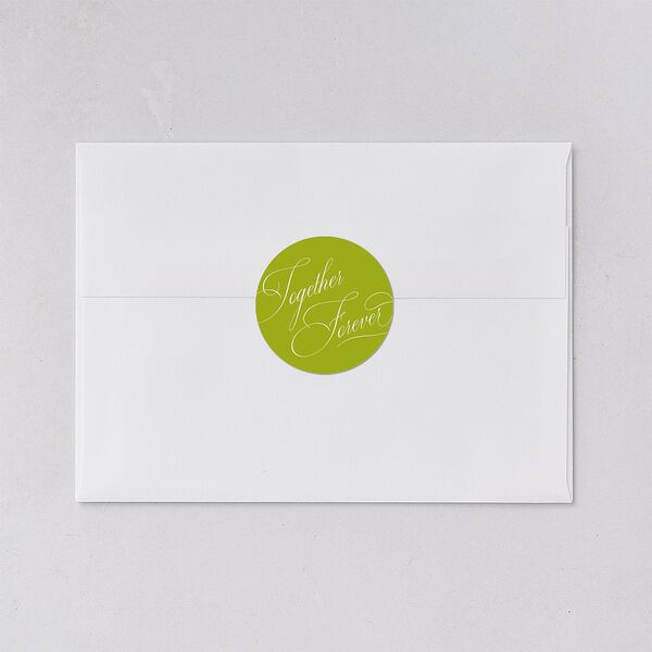 Modern Wedding Of Calligraphy Wedding Stickers Chartreuse Circle