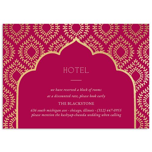 Gilded Lehenga Wedding Enclosure Cards Gold Raspberry Signature