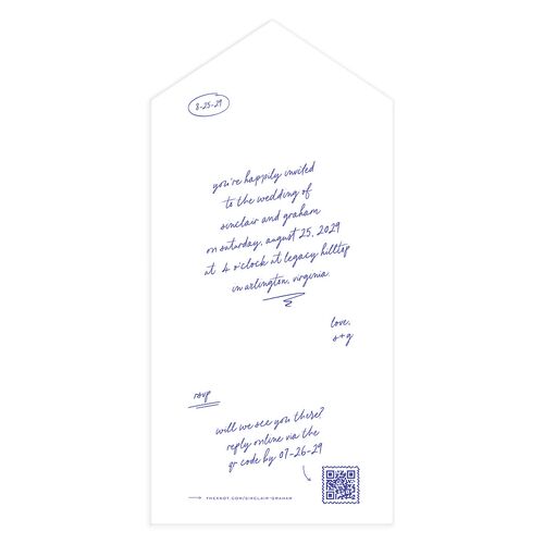 Sunny Day Modern Script All-in-One Wedding Invitations Jewel Blue Signature Light Both Recipient and Return Addresses No