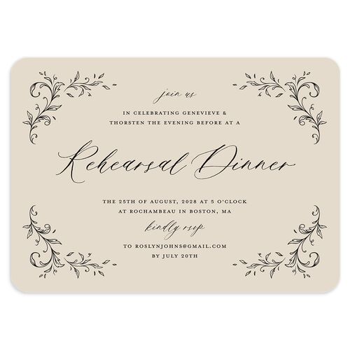 Dark Vintage Fantasy Rehearsal Dinner Invitations Bisque Signature Blank Rounded