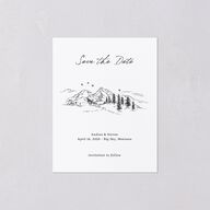 Elegant Mountain Monogram Save the Date Petite Cards Pure White Signature smooth Blank No Standard