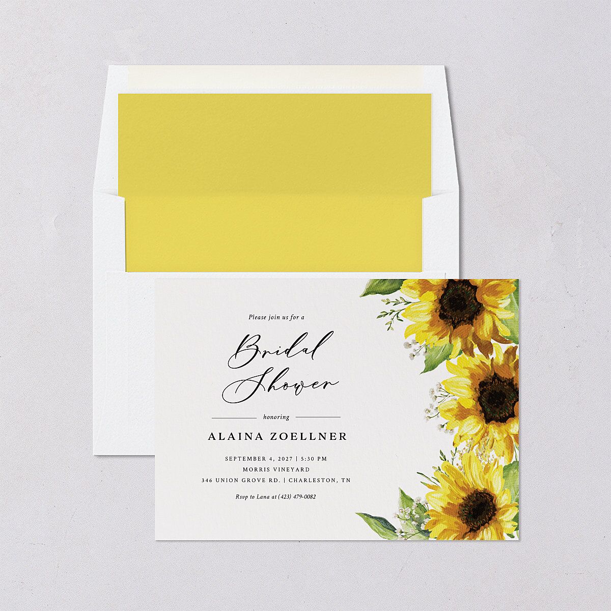 Rustic Sunflower Bridal Shower Invitations Solar Power Signature Blank Standard