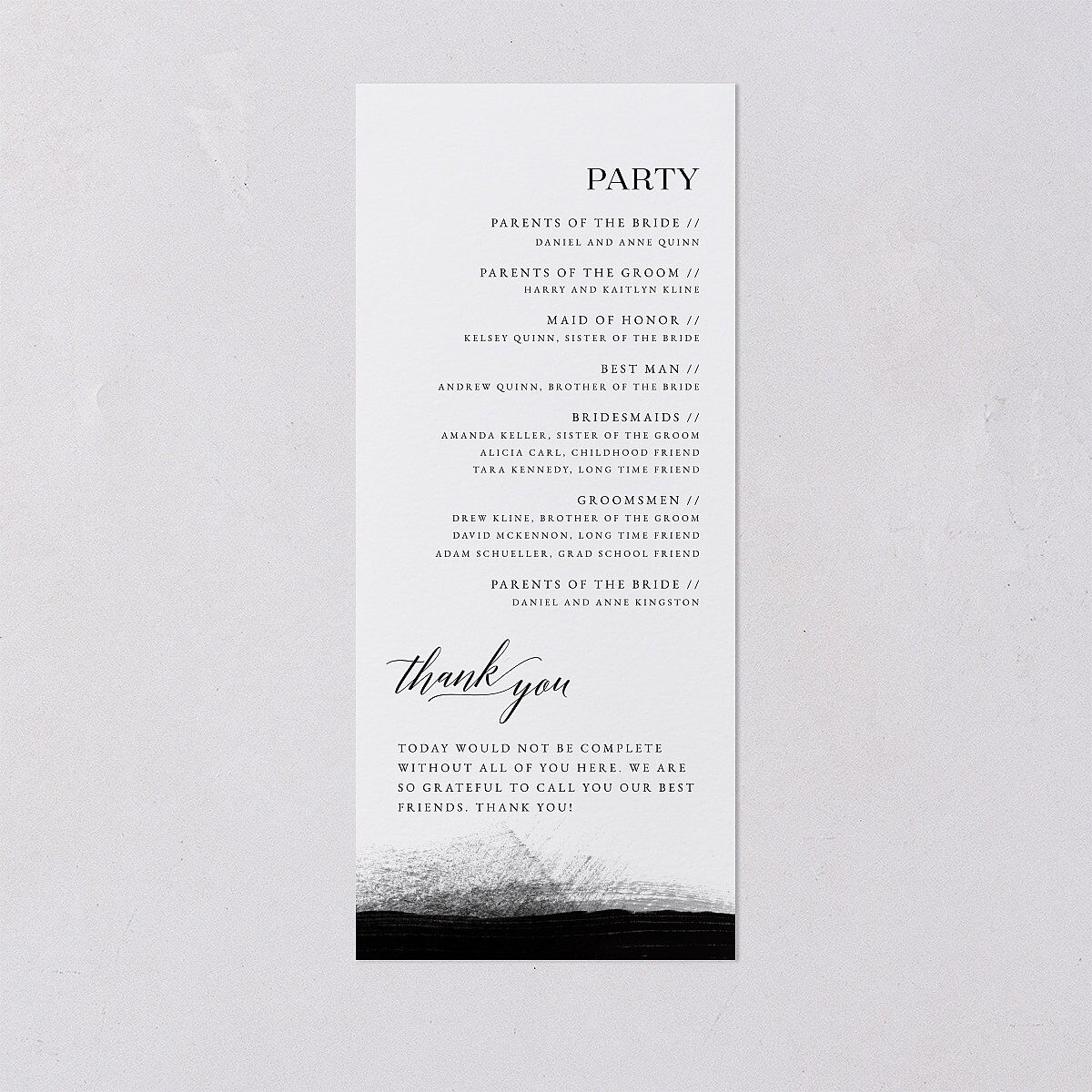 Painted Minimal Wedding Programs Midnight Signature