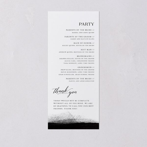 Painted Minimal Wedding Programs Midnight Signature