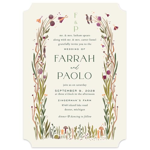 Mushroom Magic Wedding Invitations Mauve Signature Blank No Ticket