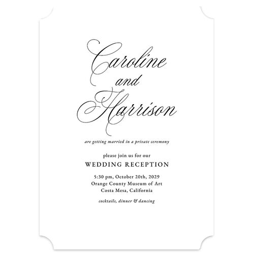Elegant Reception Only Wedding Invitations Pure White Signature Blank No Ticket