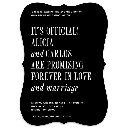 Editorial Promise Wedding Invitations Midnight Signature Blank No Bracket