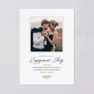 Black Tie Crest Engagement Party Wedding Invitations Pure White Signature Blank No Standard