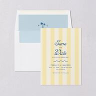 Cabana Stripes Save the Date Cards Lemon Signature smooth Blank Standard