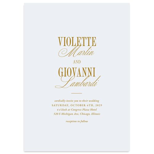 Elegant Classic Wedding Invitations Ice Blue Signature Blank Standard No