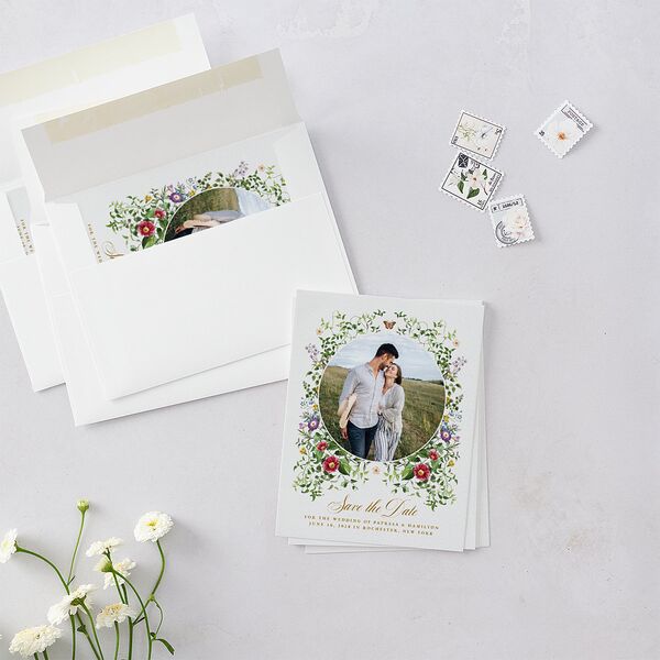 Opulent Garden Save the Date Petite Cards Scottish Green Signature smooth Blank No Standard