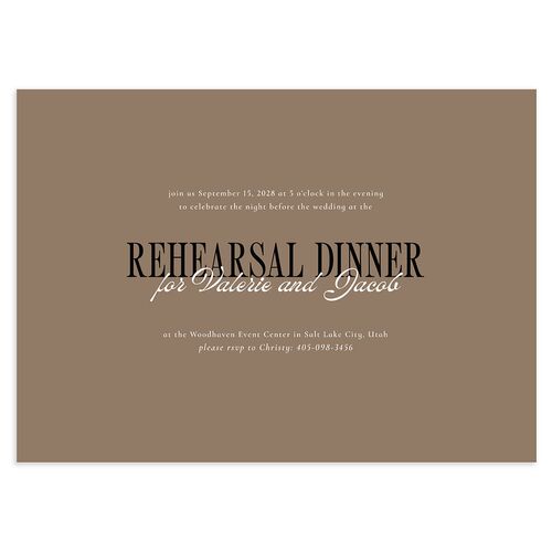 Wavy Frame Photo Rehearsal Dinner Invitations Mocha Signature Blank Standard