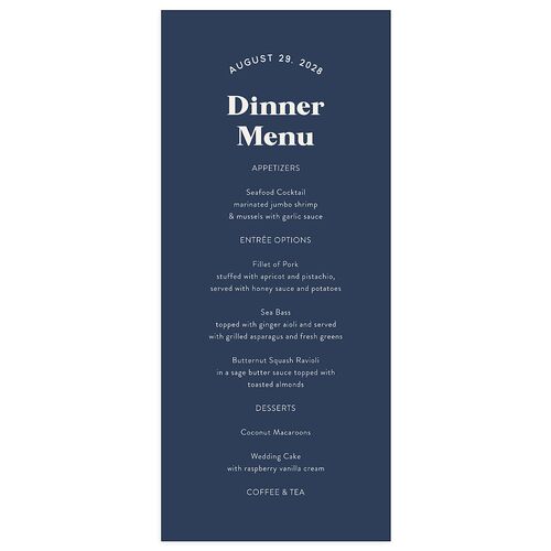 Custom Pet Portrait Menus Midnight Navy Signature