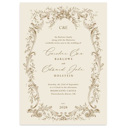 Antique Victorian Botanical Wedding Invitations Driftwood Signature Blank No Standard