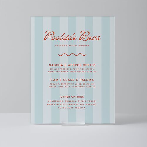 Cabana Stripes Bridal Shower Standard Bar Tabletop Sign Small Pastel Blue Standard Outdoor Corrugated S Tabletop Bar