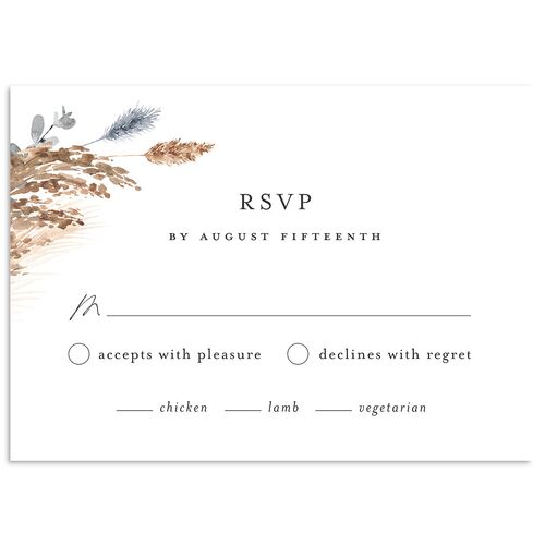 Soft Pampas Botanical Wedding Response Cards Dusty Blue Signature Standard