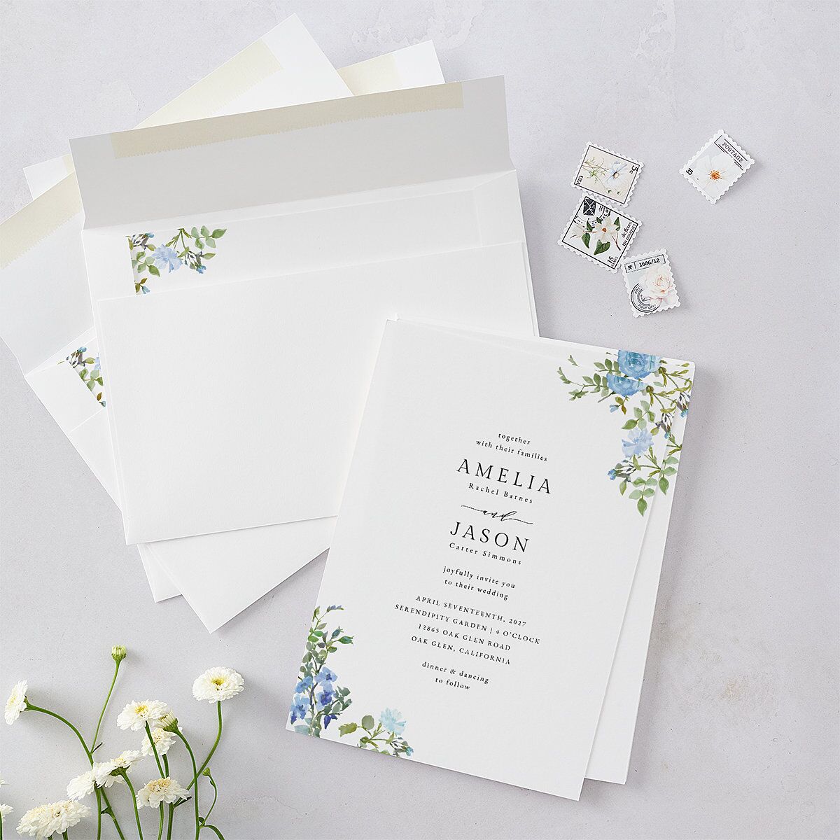 Minimal Floral Wedding Invitations — view 4