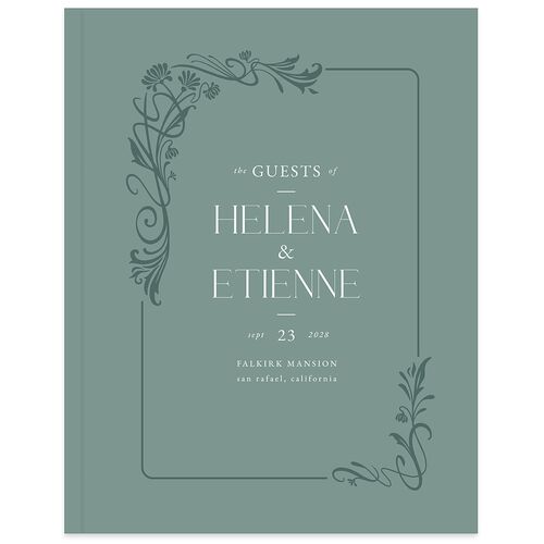 Nouveau Frame Wedding Guest Book Dusty Blue